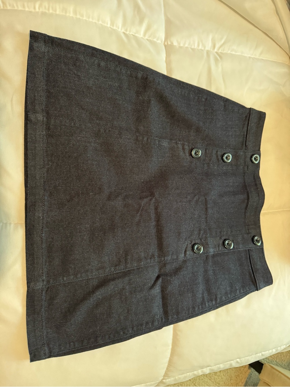 LOFT Classic Black Button-Front A-Line Skirt